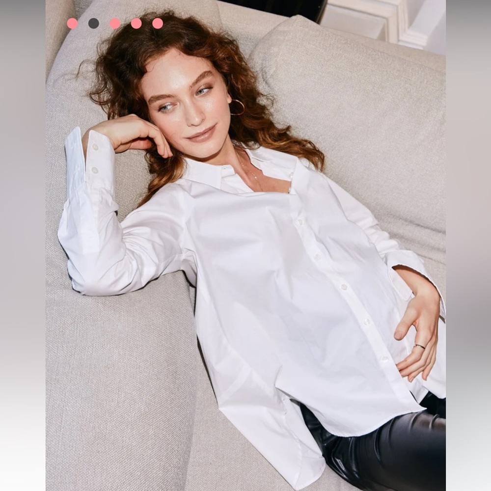 Hatch White Maternity Button-Down
